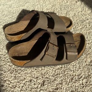 Birkenstock Kids Arizona Birkibuc Sandals Brown/tan Size 33